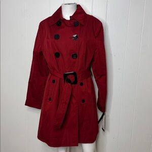 Fennelli berry red trench coat jacket new size 12